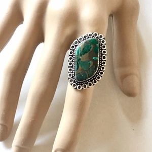 Mosaic Malachite & Copper Gemstone Ring